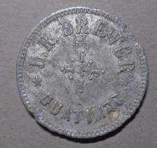 L. R. Brewer, GUATIMOC, Chiapas, Mexico, al., 3¢, Coffee Plantation token, 29mm