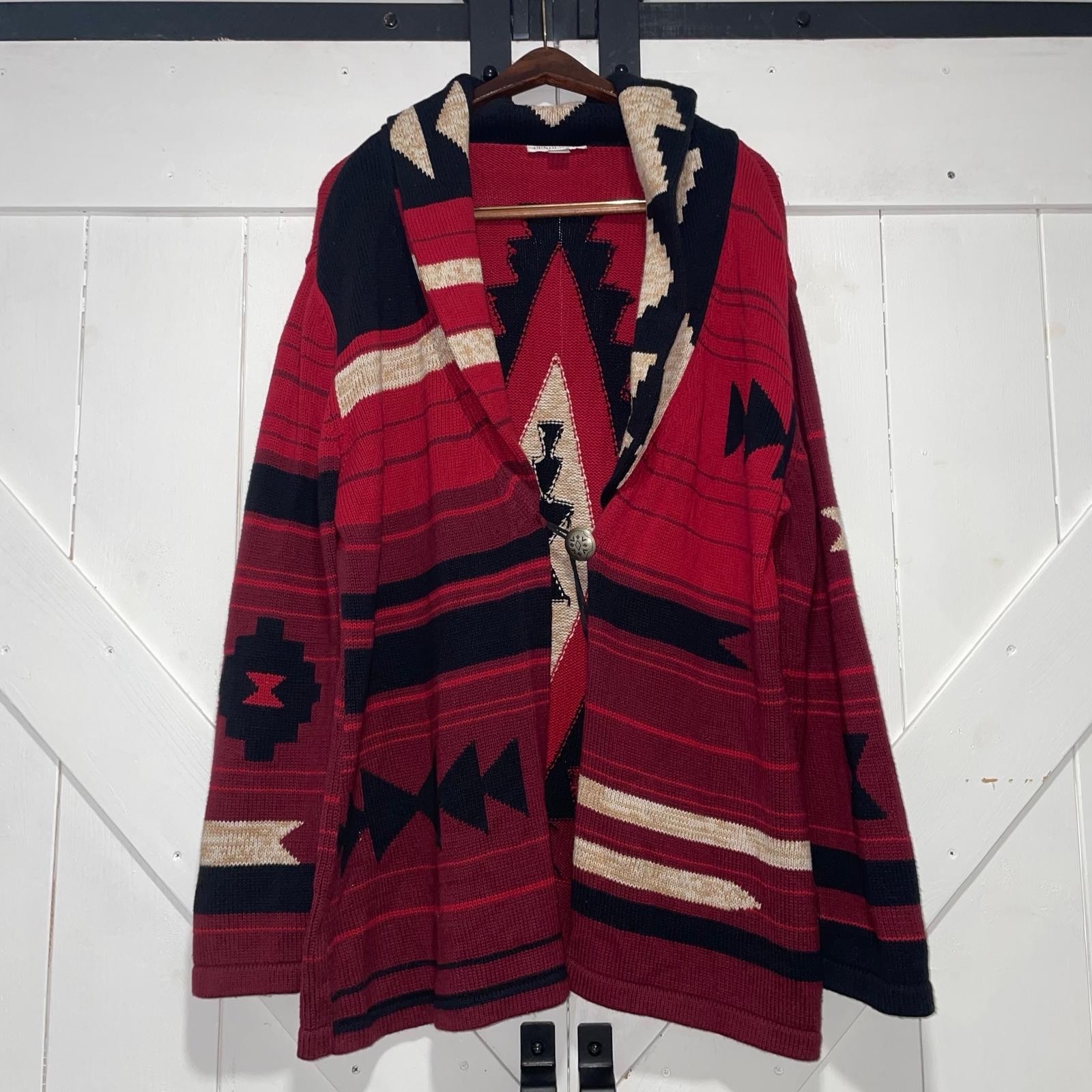 Pendleton Cardigan Sweater Aztec Southwestern Red… - image 1