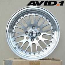 Avid.1 Av-12 15x8 4x100 25 Silver Machine Face Mesh Lip Sport 4 Wheels Set