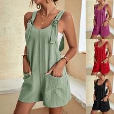 Jumpsuits Rompers For Women Summer Comfortable Casual Suspender Shorts Solid Col