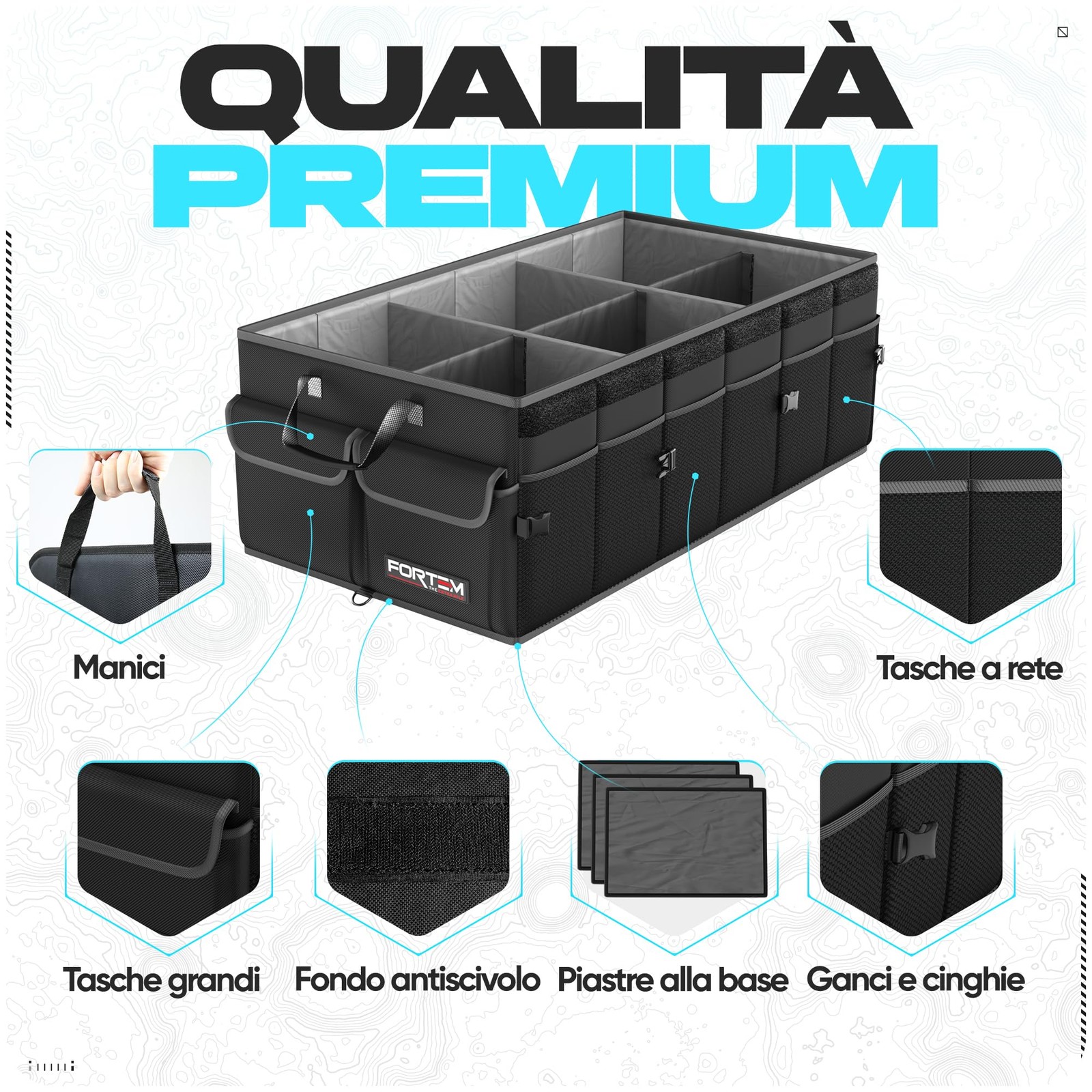 Portaoggetti Bagagliaio per Auto 85L Organizer Macchina Pieghevole Suv Accessori - Miniatura 2
