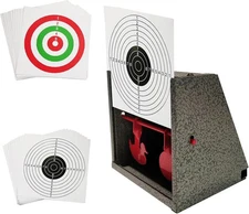 BB Trap Target with 20Pcs Paper Targets and Resetting Metal Shooting Target for