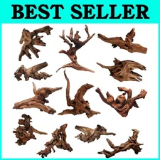 Decorative Mopani Driftwood Branches for Fish Tank Habitat - 12 Pieces Assorted