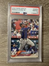 2018 Topps Update Ronald Acuna Jr. RC rookie card PSA 10 GEM Atlanta Braves. rookie card picture