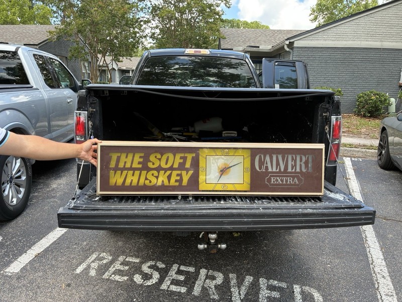 Calvert Extra Distillery Advertising Sign - Brown, Yellow & White