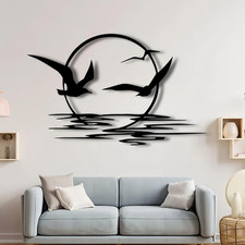Sunrise and Seagulls Metal Wall Art