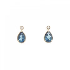 Authentic K10YG Blue Topaz Earrings  #260-007-582-4747