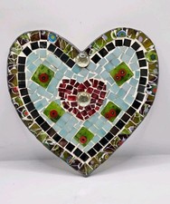 Ręcznie robiona mozaika serce wisząca na ścianie. 20cm x 19cm.