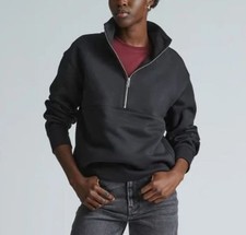 Everlane The ReTrack Half-Zip Sweatshirt Women's Size XS in Black New With Tags