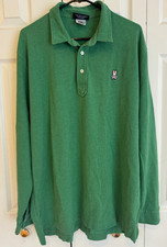 Psycho Bunny Long Sleeve Polo Shirt Green Pima Cotton Embroidered Logo Men's 9