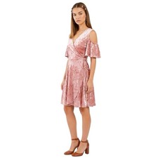 Y2K 90s Miami Wrap Dress Small Off Shoulder Velvet Romantic Festival Party