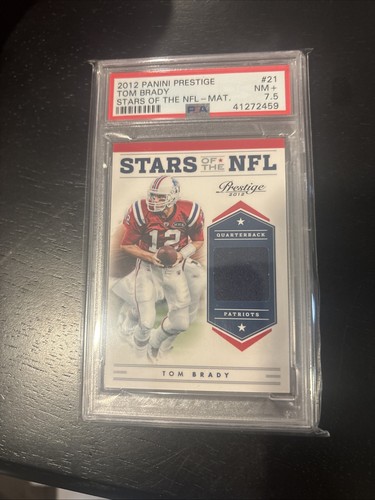 Tom Brady game used Jersey Patch. PSA 7.5