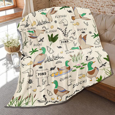 Duck Blanket for Kids, Cute Mallard Ducks Gifts, Soft Lightweight Flannel Throw
