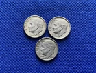 1964 Roosevelt Dimes Lot of Three 90% Silver Coins! Free Shipping!