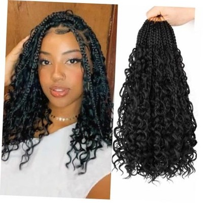 8 Packs Goddess Box Braids Crochet Hair 14 Inch Crochet Box 14 Inch 8 pack 1B