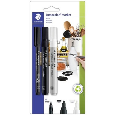 3er Multipack Staedtler Permanentmarker Lumocolor Schwarz, Weiß 3 St.