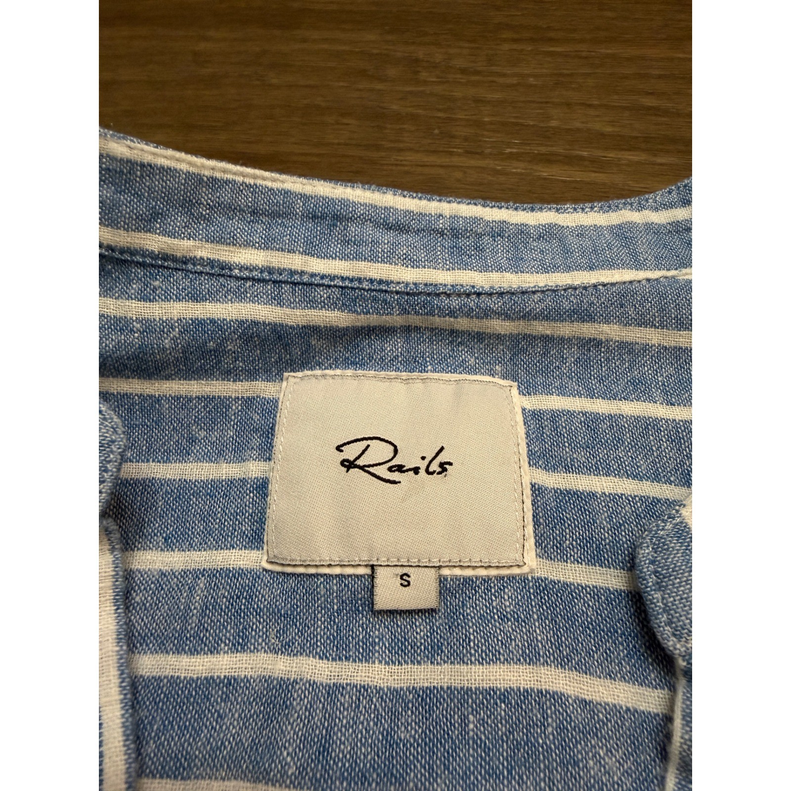 Rails Emma St Germain Stripe Linen Blend Blue White Striped Dress Small image 2