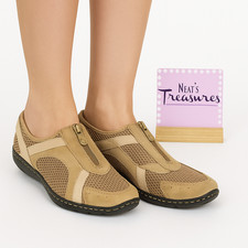 Dr. Scholls LARA Tan Beige Suede Mesh Top Zip Flat Comfort Walking Shoes Sz 7.5