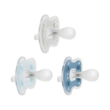 Dr. Brown's Advantage One-Piece Silicone 3 Pack, 0-6m, Blue/Light Blue/Gray
