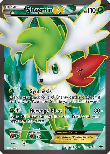 Shaymin EX - 94/99 - Pokemon Next Destinies Black & White Full Art Rare Card MP