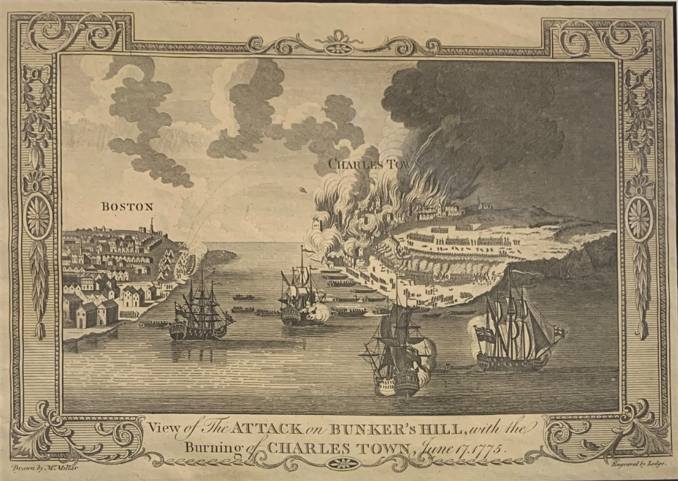 Very Rare, Attack On Bunker Hill c1780 American Revolution Original Engraving