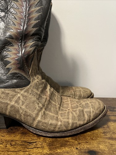VTG Tony Lama GOLD LABEL 8601 Men’s Exotic Elephant Cowboy Boots Sz 10.5D - Picture 3 of 13