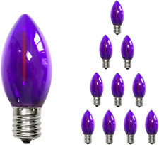 10PK C7 LED Replacement Bulbs, 0.6W Purple, E12 Candelabra Base
