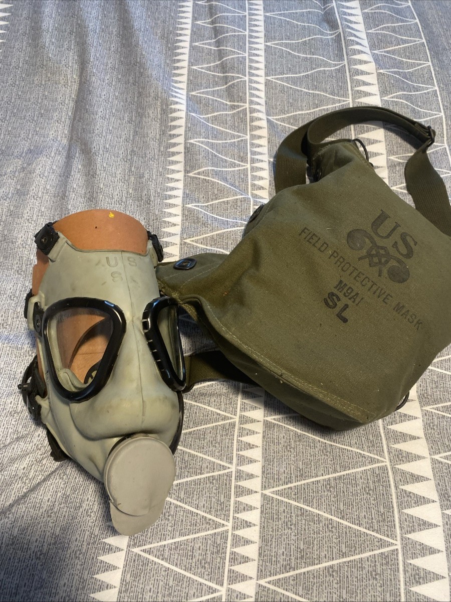 US FIELD PROTECTIVE MASK ミリタリー 実物 バッグ付き VTG US M9A1 Field Protective Gas Mask & Filter w/ Canvas Bag
