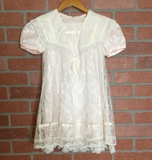 Gunne Sax Jessica McClintock Girls Vintage Lace Dress Size 4 Soft Pink Princess