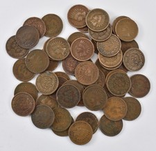 (50) Indian Head Cent Mixed Date Average Circ ROLL Lot