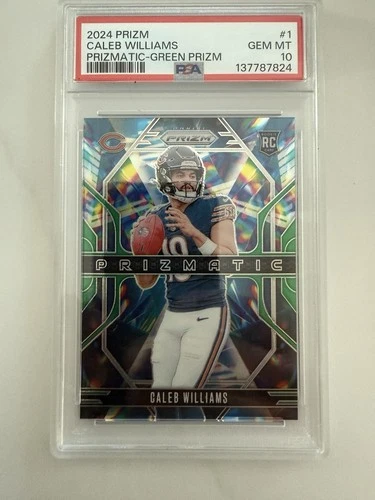 Panini Prizm Prizmatic Green Prizm Caleb Williams #1 Rookie PSA 10 Bears 2024