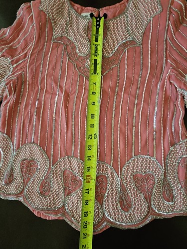 Judith Ann Creations Beaded Silk 2 Piece Women’s Medium Pink Lined Sequin - Picture 10 of 15
