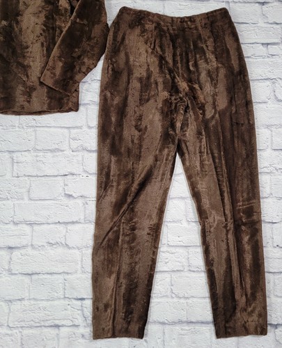 Vtg 60s Ulla Vicki Cooper Brown Vegan Fur 2 Piece Set Top Pants Shirt Suit Union - Picture 11 of 20