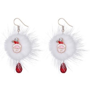 Détails Sur Noel Boucles Doreilles De Mignonne Forme De Boule En Peluche Kawaii Pere N U6g4