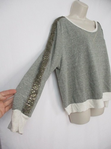 Gibson Top XL Womens Beaded Gray Sweatshirt Embellished Long Sleeve Extra Large - Picture 3 of 12