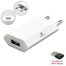 EU 2 Pin USB Plug & USB C Adapter, Travel Charger, Europe Adaptor iPhone Samsung