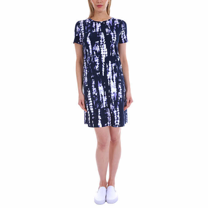 ellen tracy pima cotton dress NWT Ellen Tracy Pima Cotton Dress A-Line Blue Tie Dye Short Sleeve size M