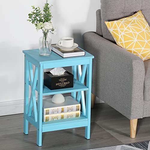 Modern Nightstands X-Design Side End Table Night Stand Set of 2 Light Blue - Picture 2 of 7