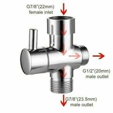 7/8'' T-Adapter 3-Way Steel Shower Diverter With Valve Toilet Bidet Attachments