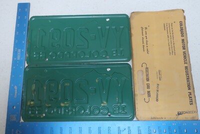 Colorado License Plate Tag CO 1966 Pair Set Rio Blanco County