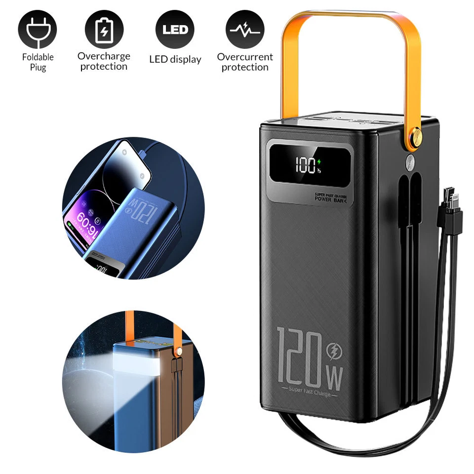 Portable 70000mAh 120W Power Bank Large Capacity External Battery Fast Charging - Image 3 of 4