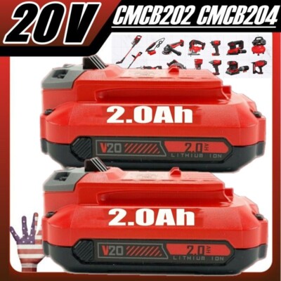 2PACK For Craftsman V20 20 Volt MAX 2.0Ah Li-ion Battery CMCB204 CMCB202 CMCB201