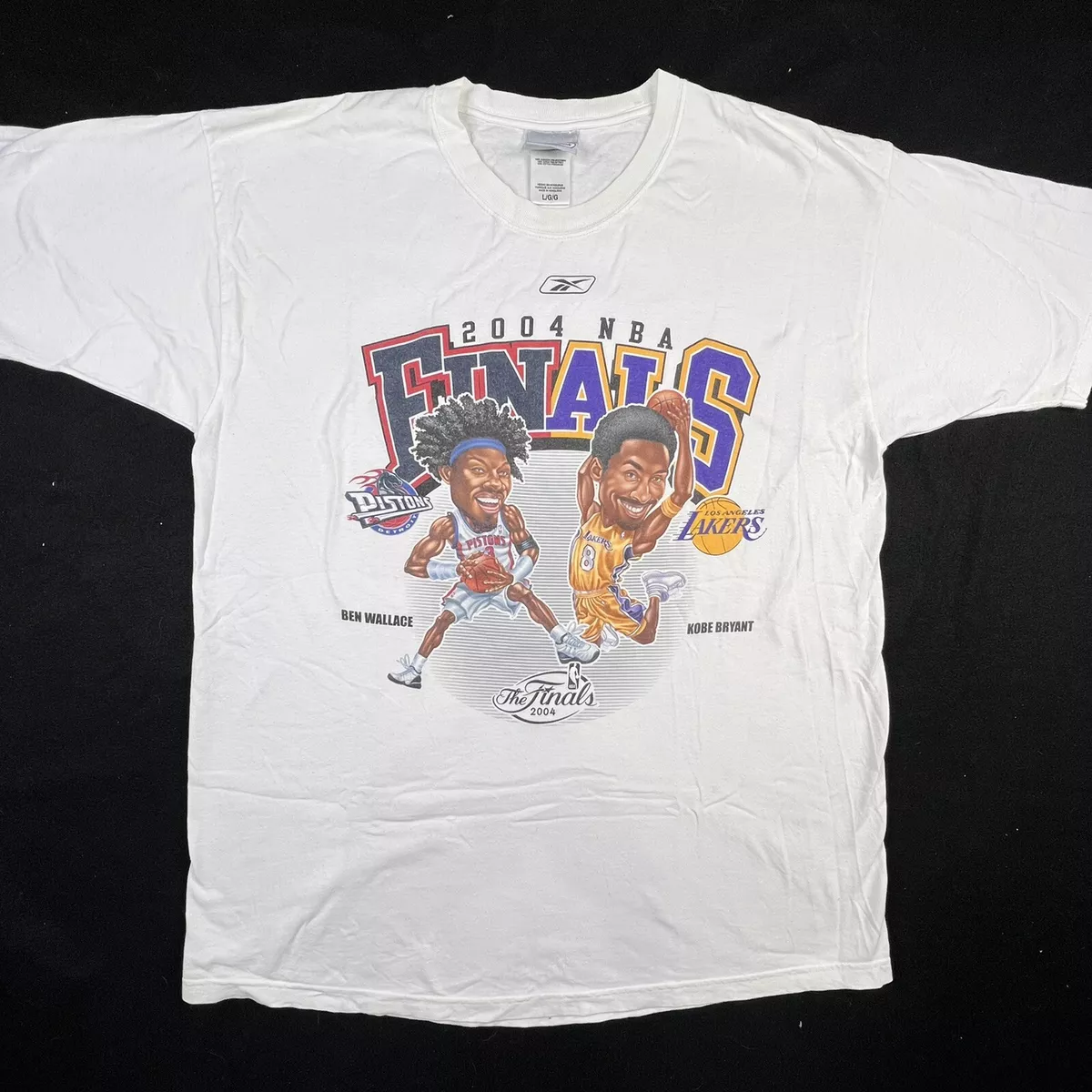 Vintage 2004 NBA Finals Kobe Cartoon Caricature Lakers Pistons T Shirt Sz L
