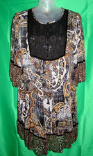 CHERRY Multicolor Chiffon Short Sleeve Tunic Dress sz.2