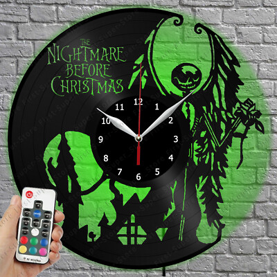 LED Clock Nightmare Before Christmas Vinyl Record Wall Clock Led LightClock 4009