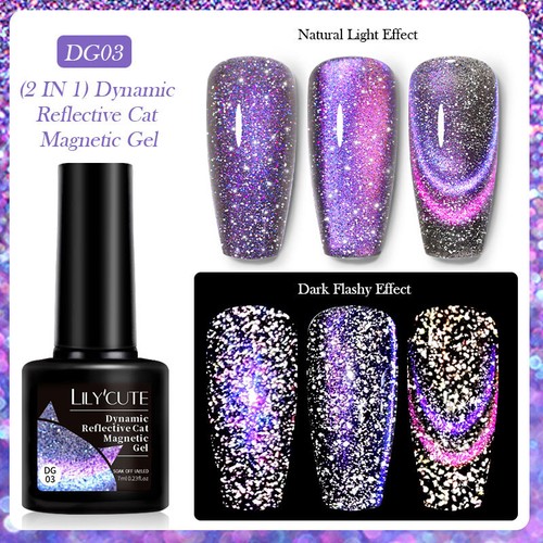 LILYCUTE 7ml Cat Magnetic Dynamic Reflective Semi Permanent Gel Nagellack DIY - Bild 18 von 25
