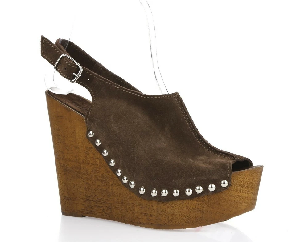 Wedges femininos CHALRES DAVID 227350 marrom camurça slingback tamanho. 6 - Imagem 3 de 4