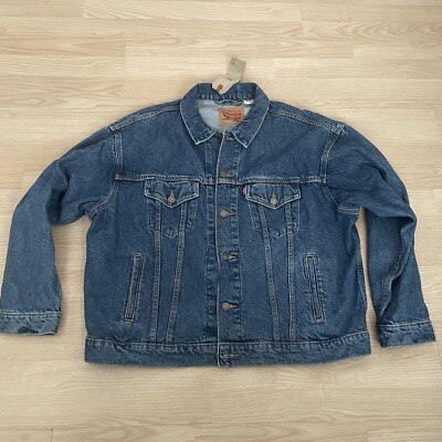 Levis Mens Iconic Trucker Vintage Style Blue Denim Jean Jacket XL NEW