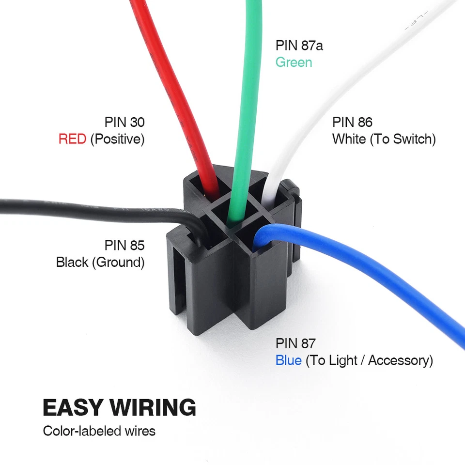 Arnés de interruptor de relé de audio para automóvil de 6 piezas relés SPDT de 5 pines fusible de 30 amperios cable caliente calibre 14 Foto 4 de 4