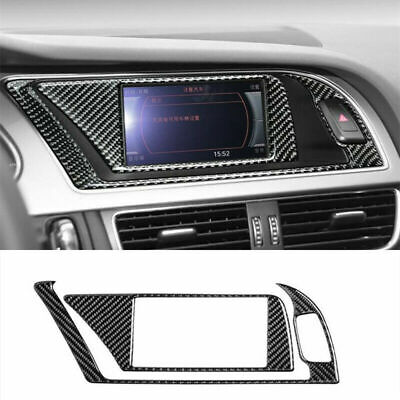 Carbon Fiber Inner GPS Navigator Panel Trim Frame Cover For Audi B8 A4 A5 S4 S5